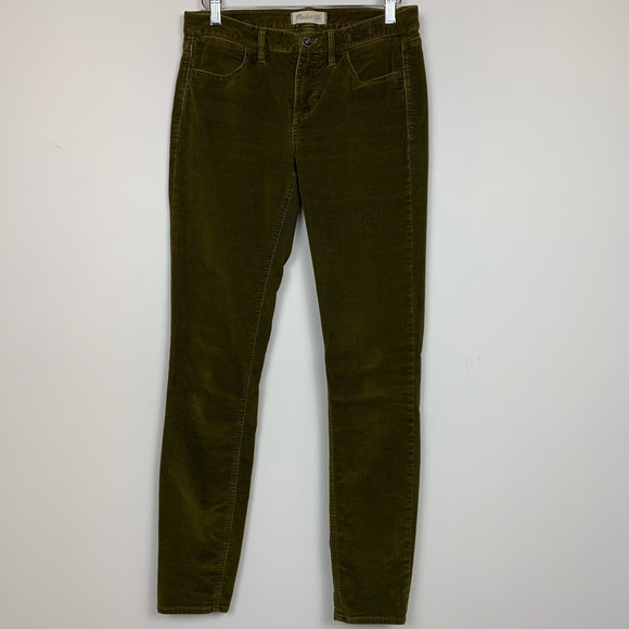 Madewell Skinny Corduroy Pants in Olive Green - Picture 2 of 3